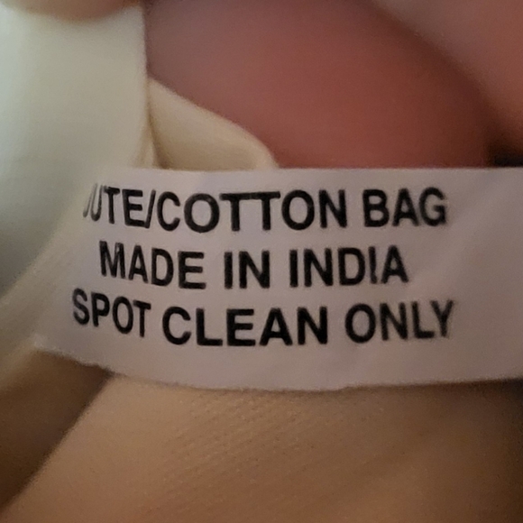 Jute/Cotton Slouchy Tote Bag With Suede Handles Made In India - Picture 5 of 10